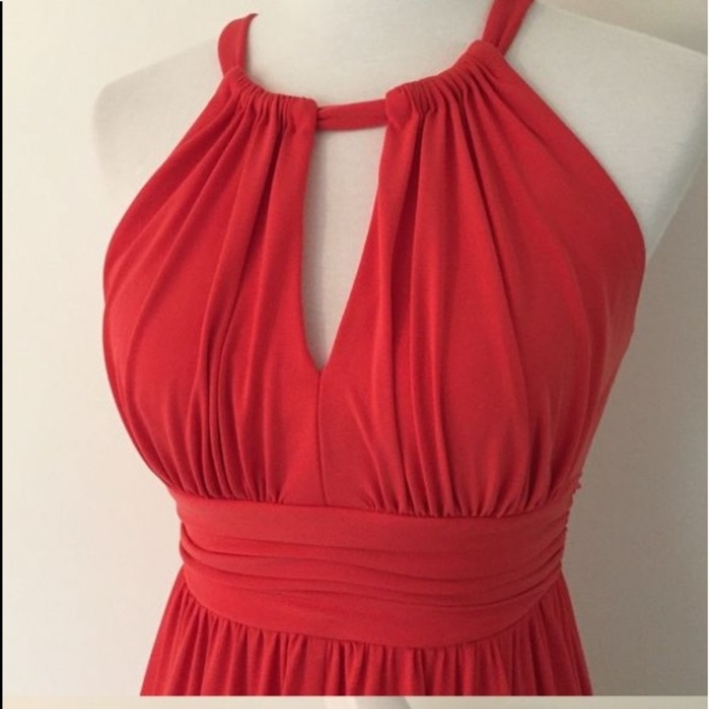 Suzi Chin coral dress.